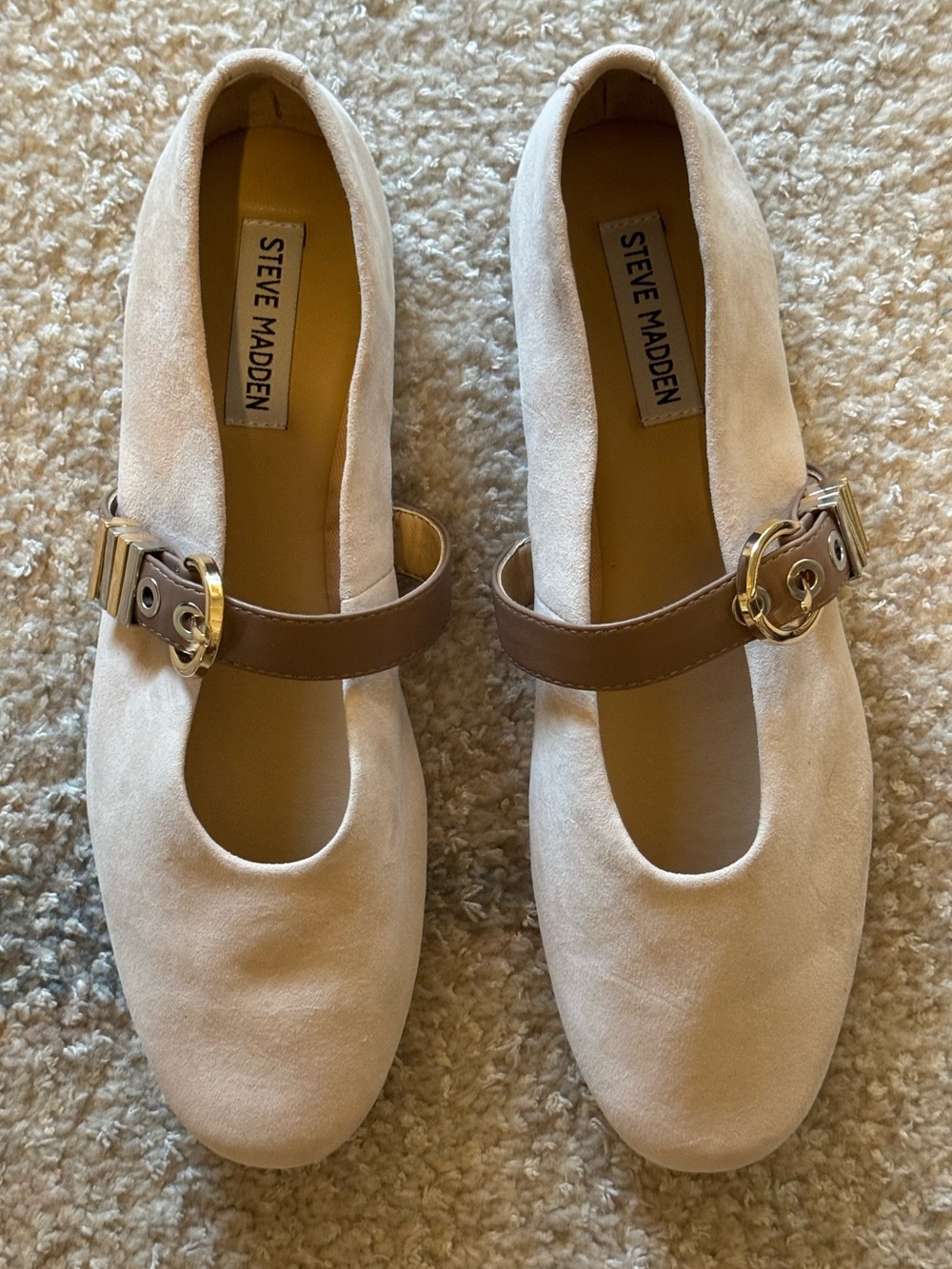 NEW Steve Madden Lucia Mary Jane Flat in Taupe Suede - Picture 8 of 12